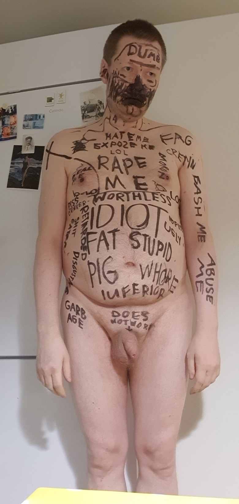 Worthless fag bodywritten