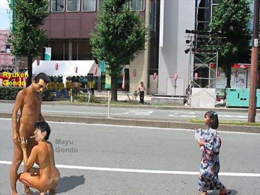 Mayu Gondo sucks off her daddy at a festival