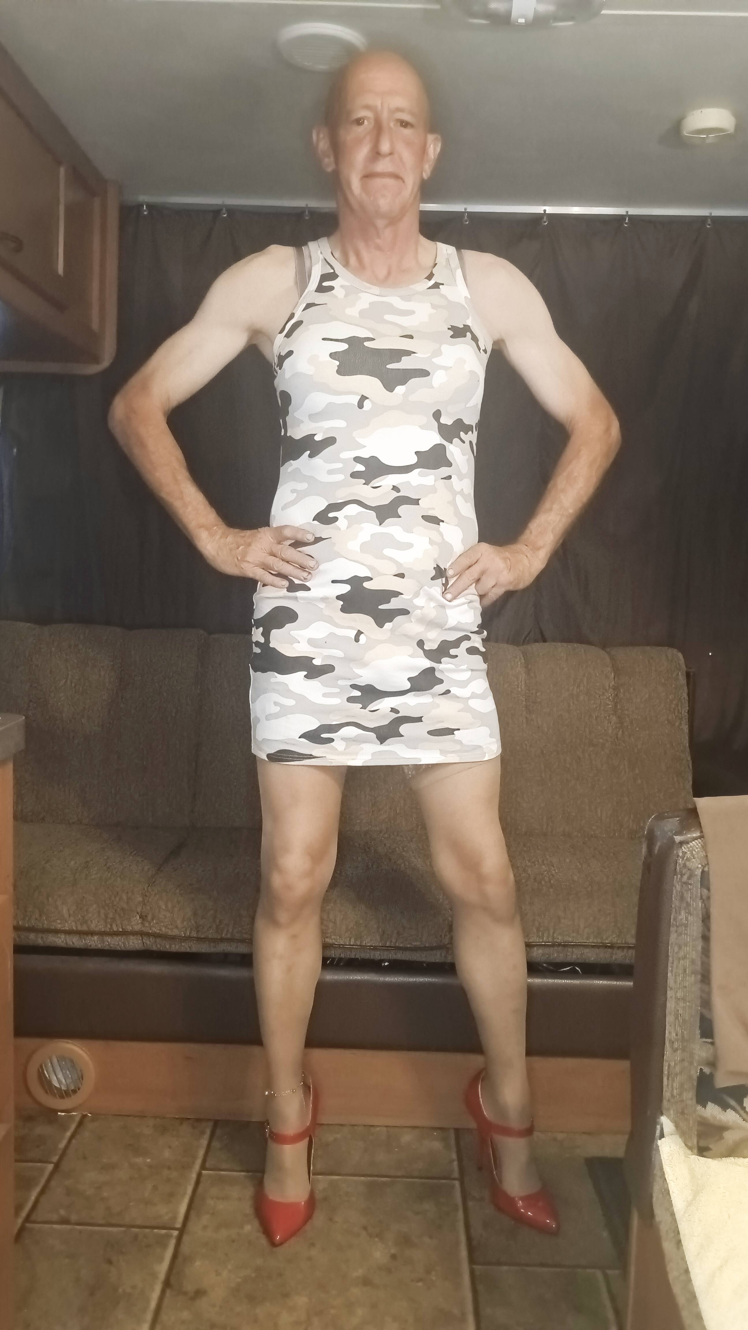 Faggot Andrew Brown in Dress, Stockings, Heels