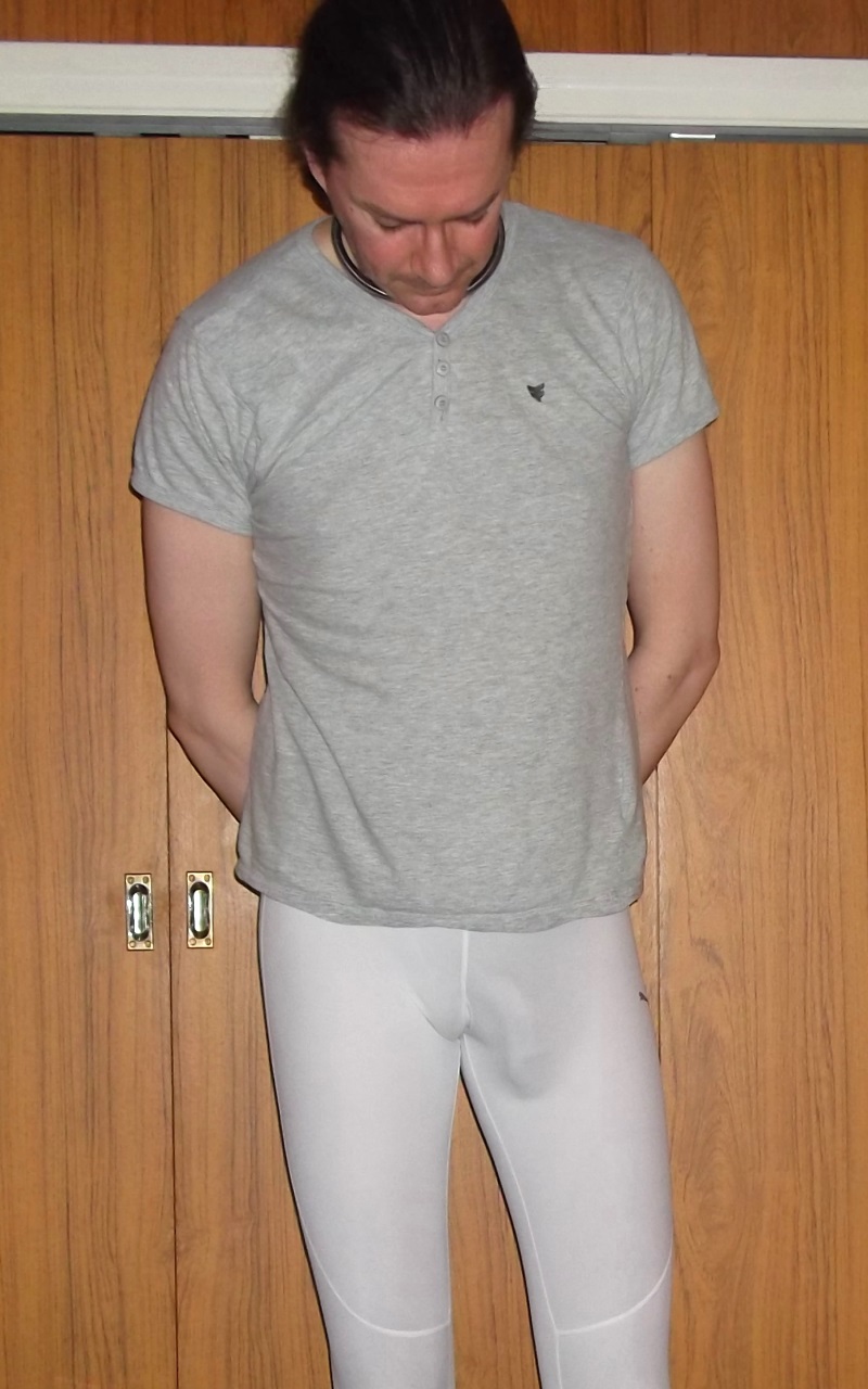 Cock outline in white tights