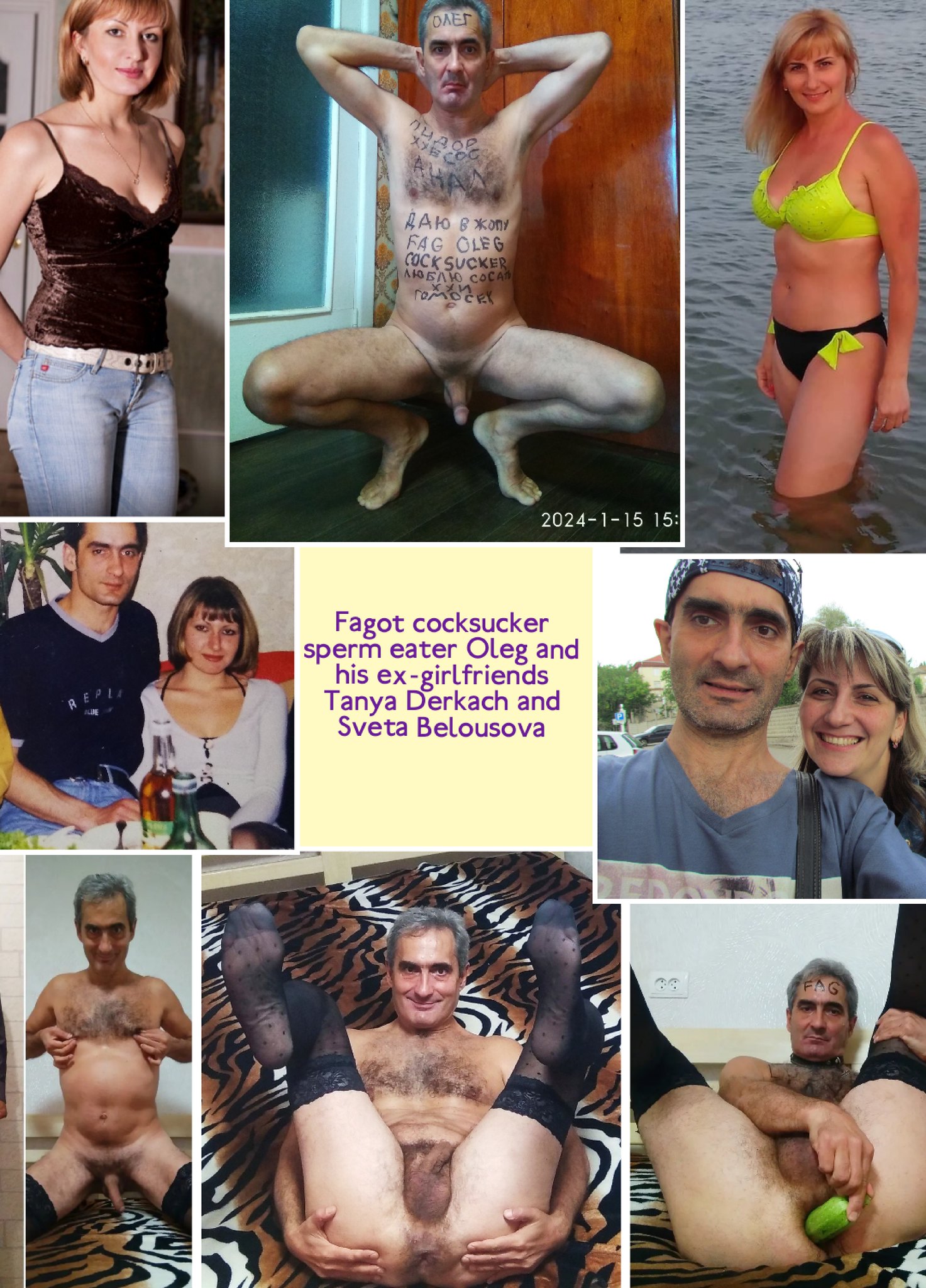 Fagot cocksucker sperm eater Oleg and his ex-girlfriends Tanya Derkach and Sveta Belousova