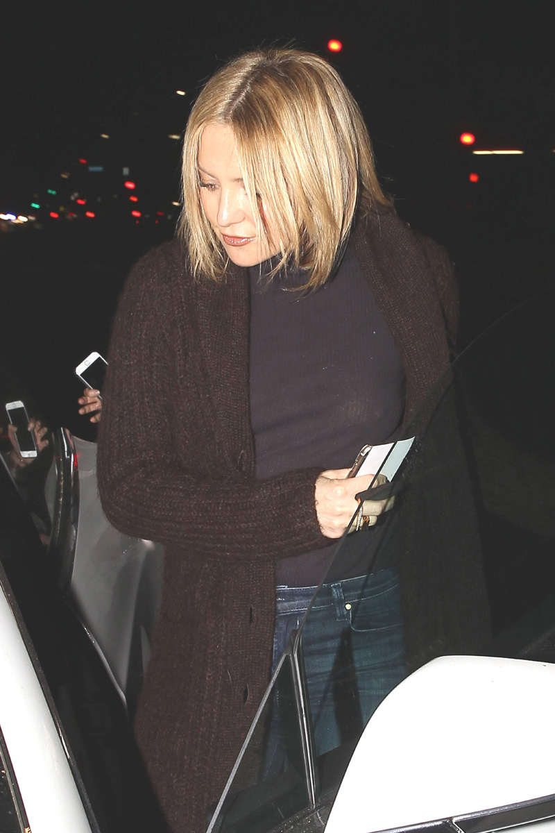 Kate Hudson Braless in See Through Black Turtleneck
