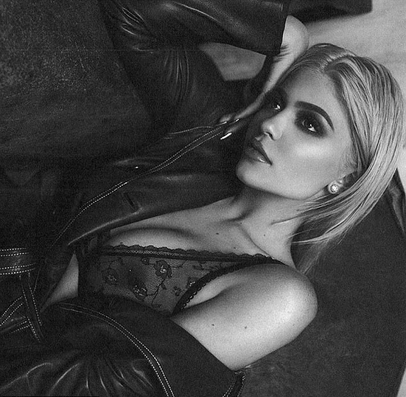 Kylie Jenner Pierced Nipple in See Through Lace Bra
