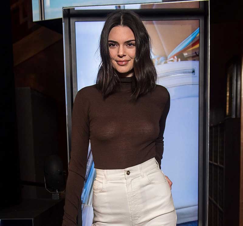 Kendall Jenner Wearing a Tight & Sheer Top