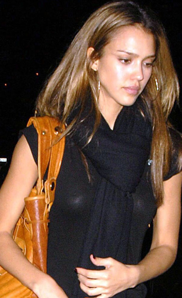 Jessica Alba Slight See Through Nips.
