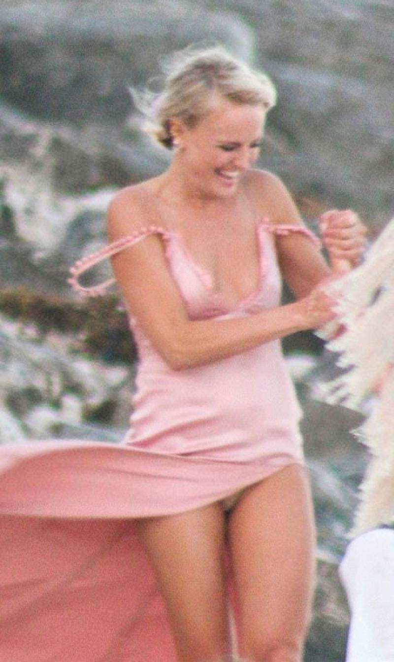 Malin Akerman Pink Pantie Upskirt at her Wedding