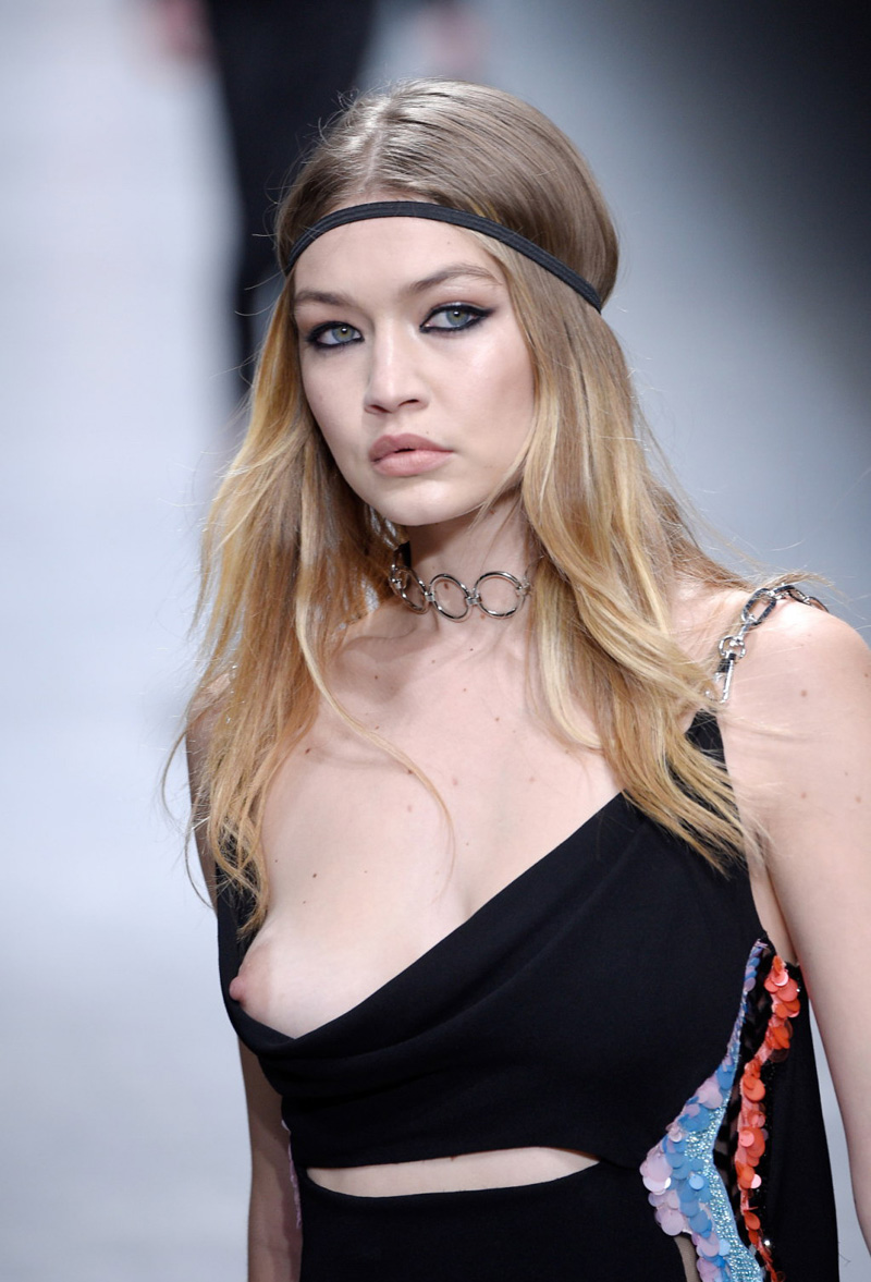 Gigi Hadid Boob Pops Out of her Dress on the Runway