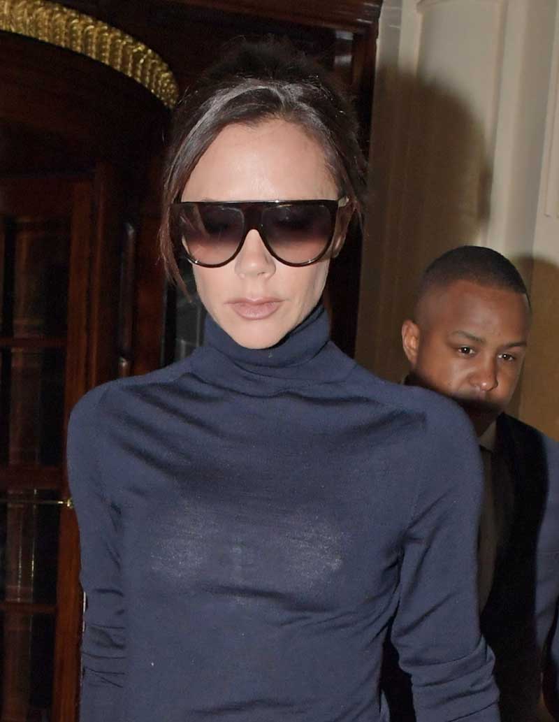 Victoria Beckham Braless in See Through Blouse