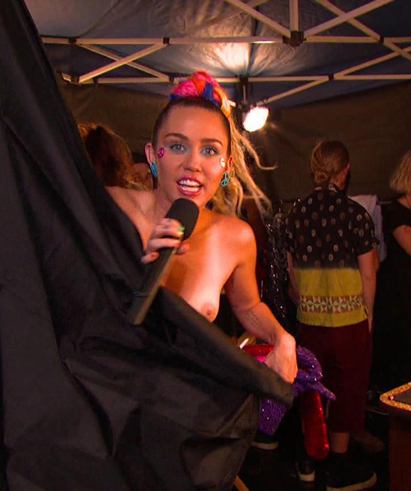 Miley Cyrus Boob Slips During Costume Change @ VMA's