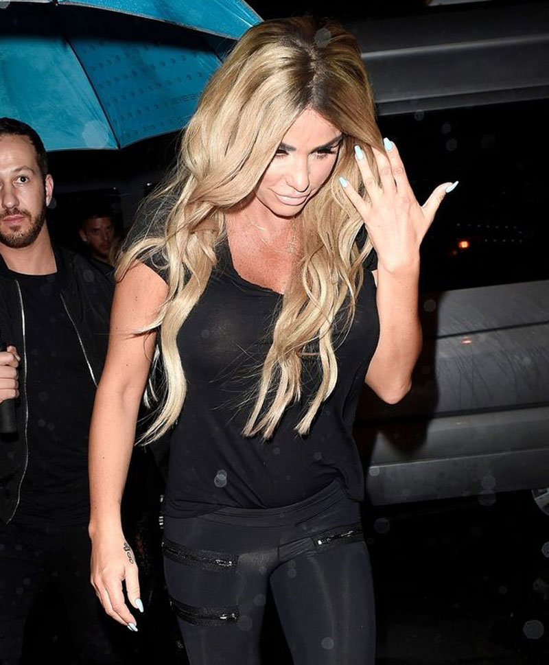 Katie Price in Black See Through Top Flaunts her Nipples