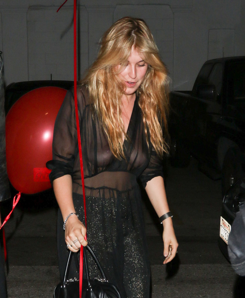 Scout Willis Braless in Black Lace Blouse