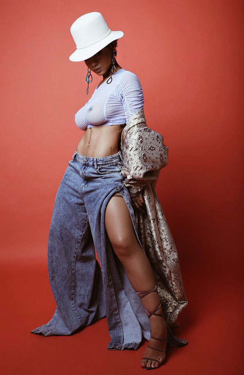 India Westbrook Nipples Through White Top