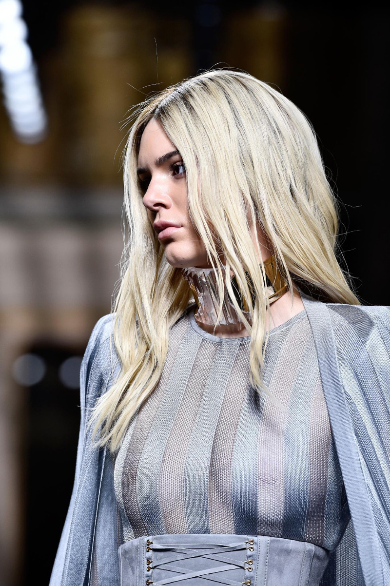 Kendall Jenner in See Through Dress on the Catwalk