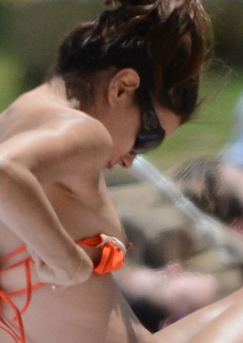 Eva Longoria Nip Slip While Adjusting Her Bikini