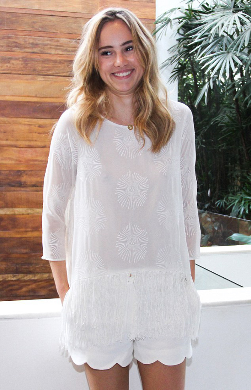 Suki Waterhouse See Through White Cotton Dress