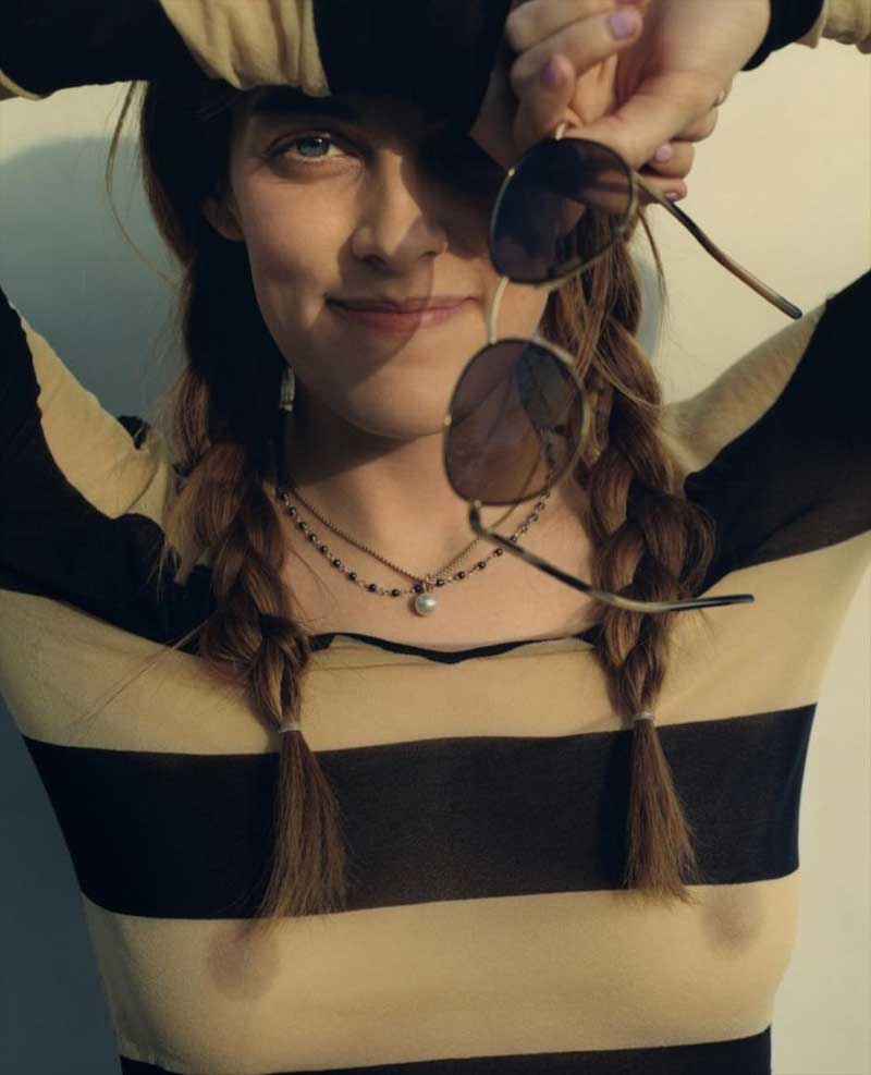 Riley Keough Nipples in See Through Top