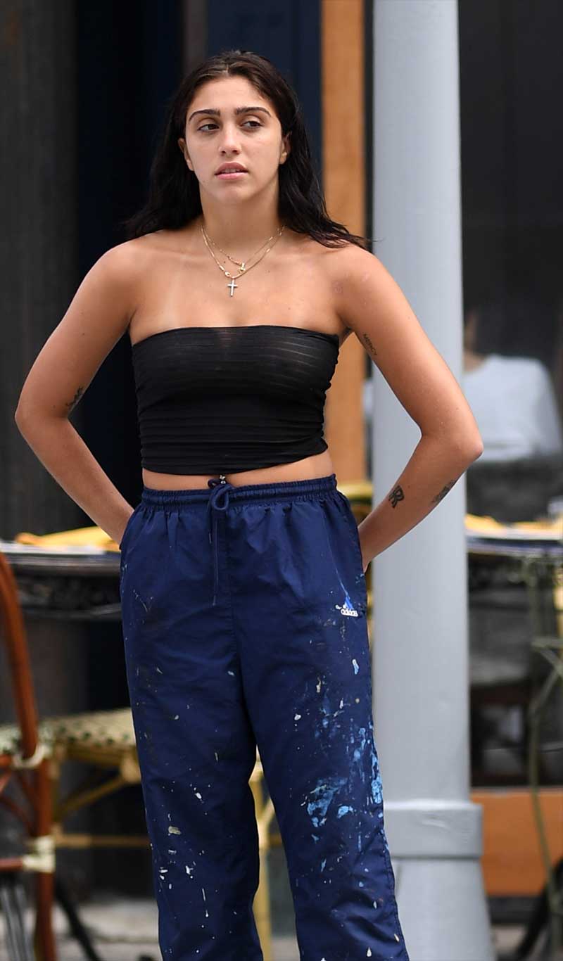 Lourdes Leon Braless in See Through Black Tube Top