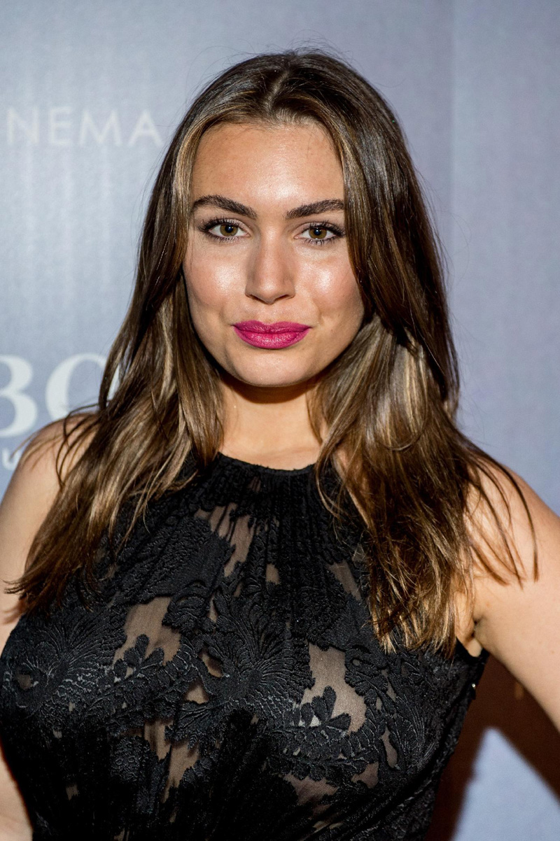 Sophie Simmons Braless in Lacy See Through Dress