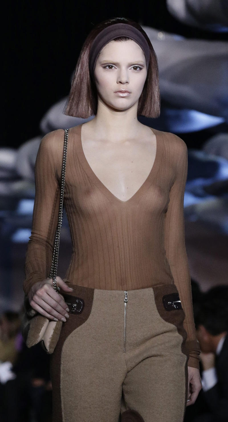 Kendall Jenner Braless & See Through on the Runway