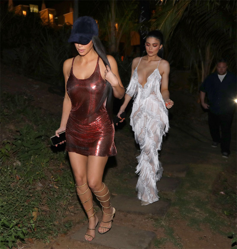 Kim Kardashian Braless in Sheer Mini Dress