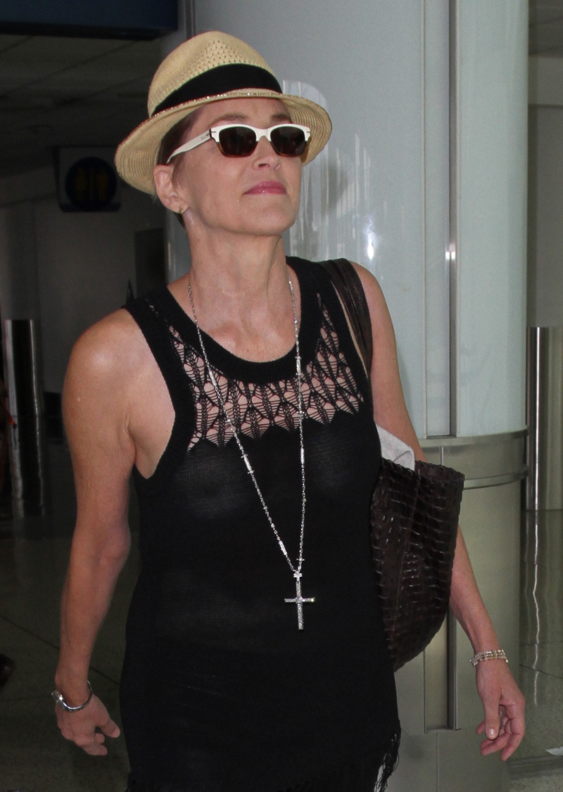 Sharon Stone in Totally See Through Vest