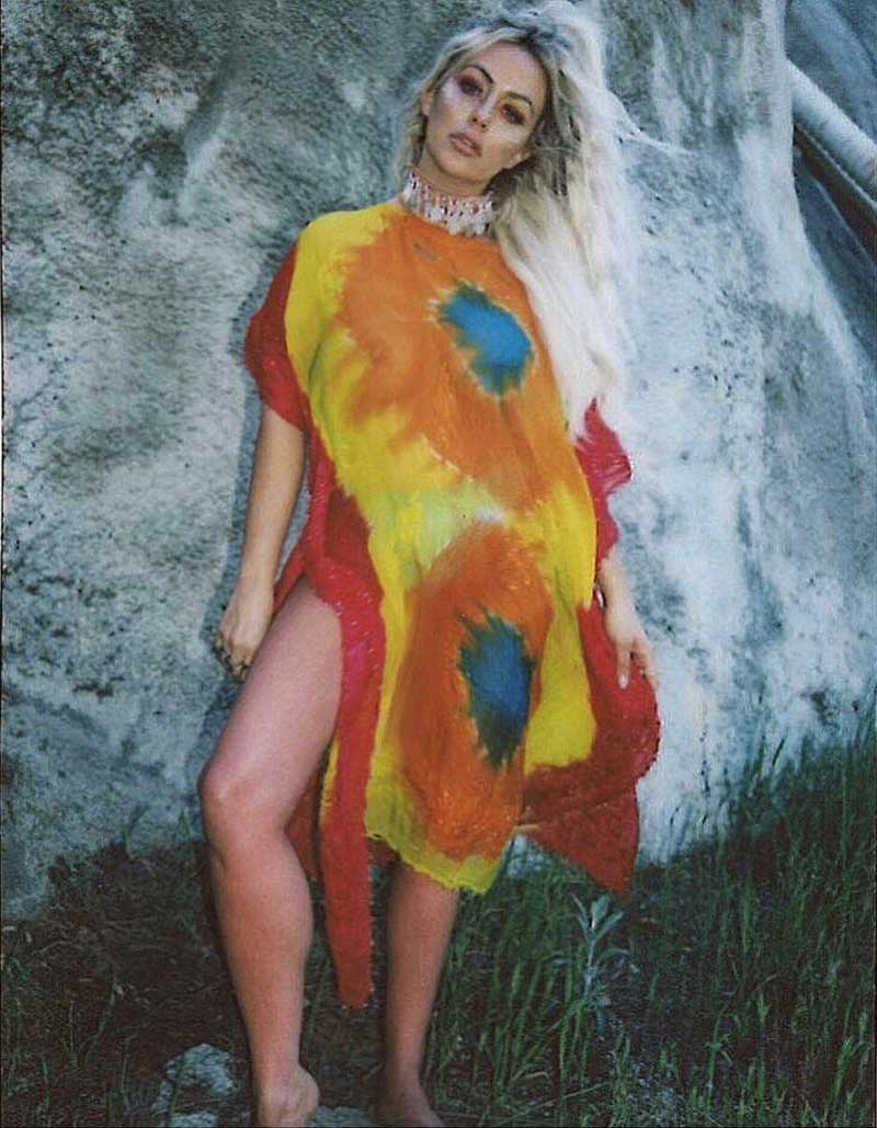 Aubrey O'Day Topless in Sheer Mumu