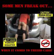 Caution woman driver