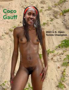 Coco Gauff Nude Tennis Champion on a beach