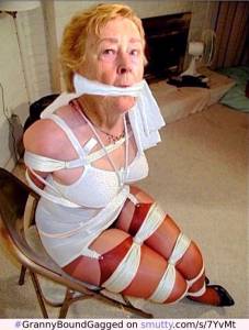 Granny Bondage Slut Helplessly Bound and Gagged Abducted Rope Bound and Gagged Strict Arm Bondage