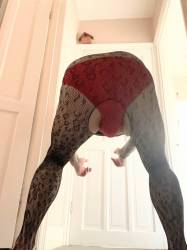 David Cook wearing body stockings and panties