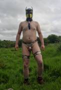 Outdoor Fag in chastity
