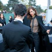 Aymeline Valade Braless with a Totally See Through Blouse On