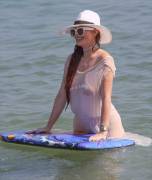 Phoebe Price Soaking Wet White Shirt in the Surf