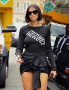 Dua Lipa Braless in Tight Black Top