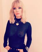 January Jones No Bra in See Through Black Turtle Neck