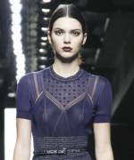 Kendall Jenner Braless in See Through Dress on the Runway