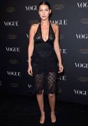 Bella Hadid Braless in See Through Dress for the Vogue Show