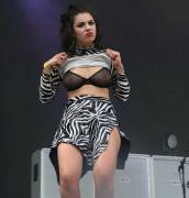 Charli XCX's Nipples in Sheer Bra on Stage