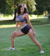 Chloe Khan Working Out in Slightly See Through Bra