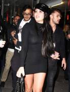 Marnie Simpson Braless in See Through Black Dress