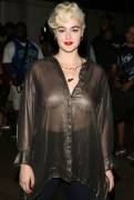 Stefania Ferrario Braless in Sheer Long Shirt