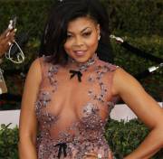 Taraji Henson Nipples in See Through Dress