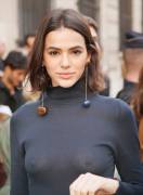 Bruna Marquezine Hard Nipples in Black Dress