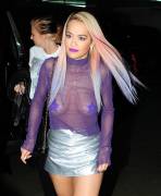 Rita Ora Pasties with Bonus Leather Pantie Upskirt