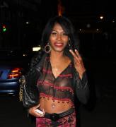 Sinitta Braless in Totally See Through Black Blouse