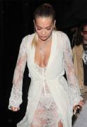 Rita Ora Panties in White Lace Thong