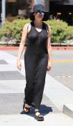 Rose McGown Braless in See Through Black Dress