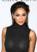 Nicole Scherzinger Braless in Mesh Dress on the Red Carpet