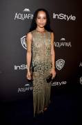Zoe Kravitz Braless in See Through Dress at the Golden Globes Party