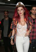 Bella Thorne Titties in White Mesh Bodysuit
